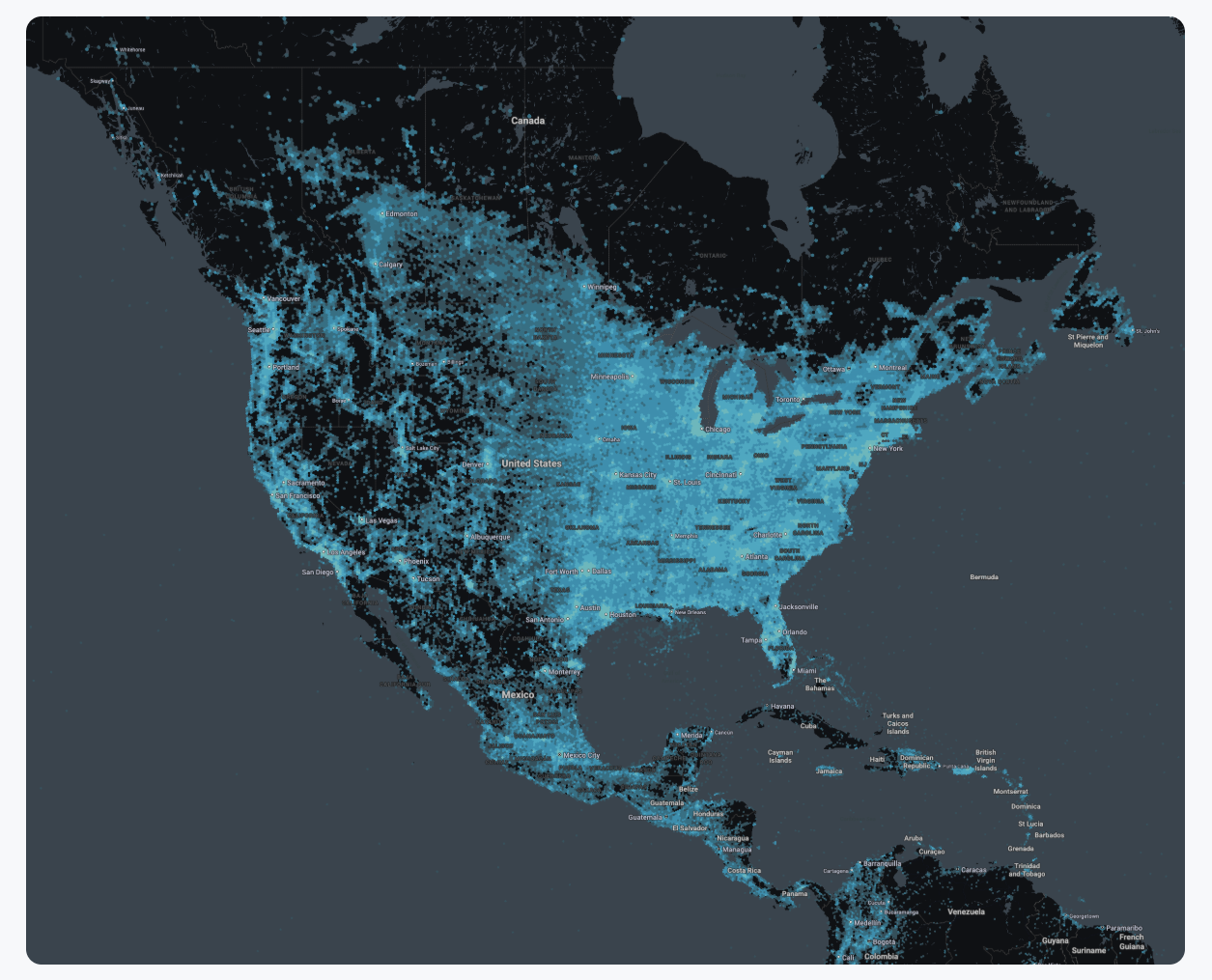 GPX terrestrial network coverage map GPX terrestrial network coverage map across North America for shipment and asset tracking